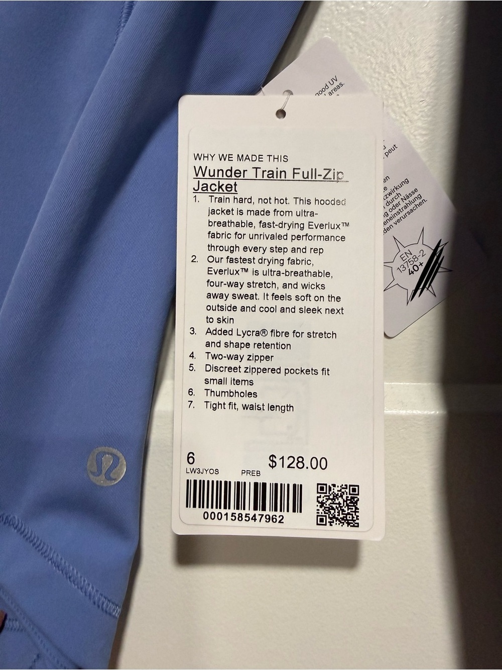 Women's Lululemon Wundertrain Hooded Zip Jacket - Blue - Picture 3 of 3